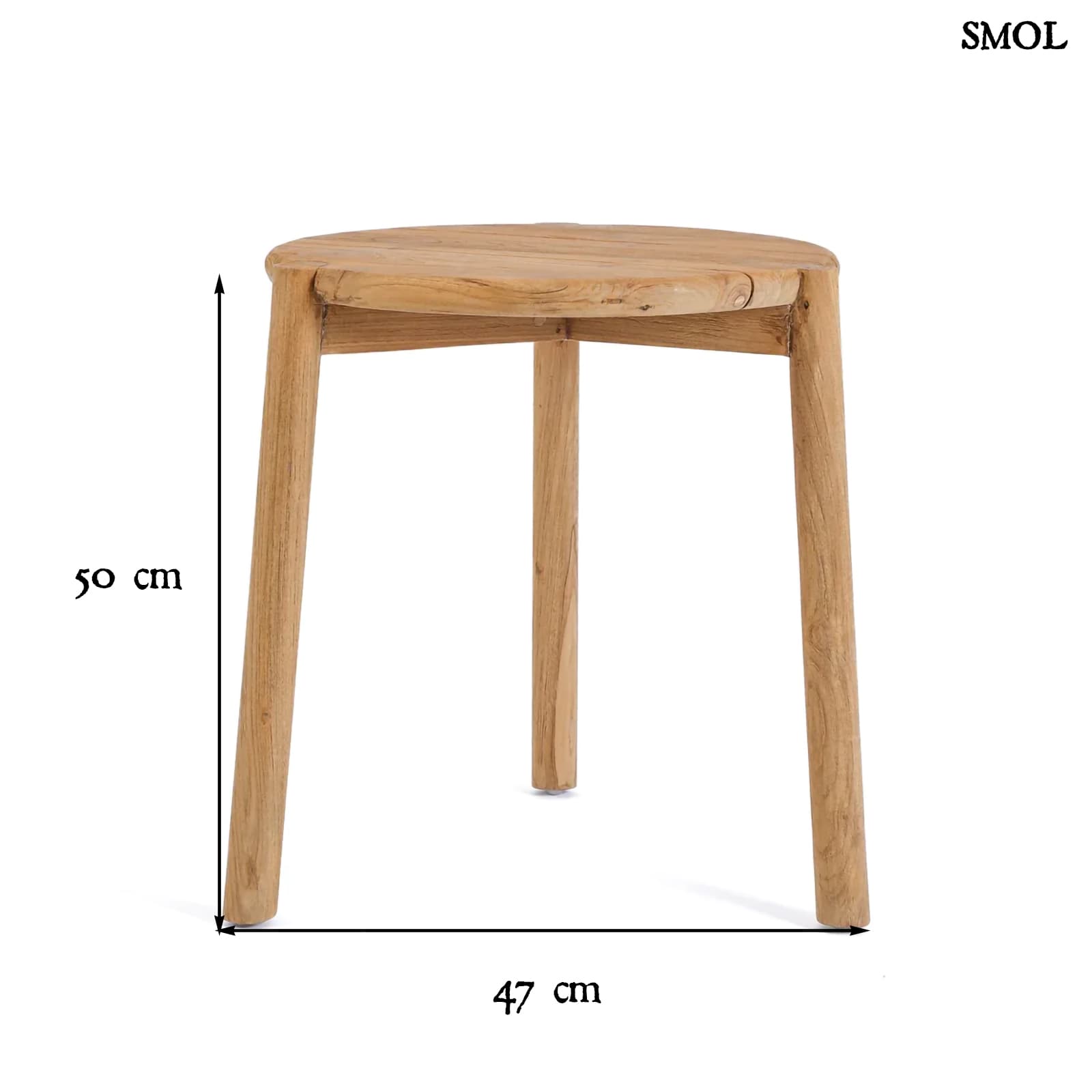 GILIMANUK, bel-/kültéri, fa kisasztal, 50cm - smol.hu - méretekkel