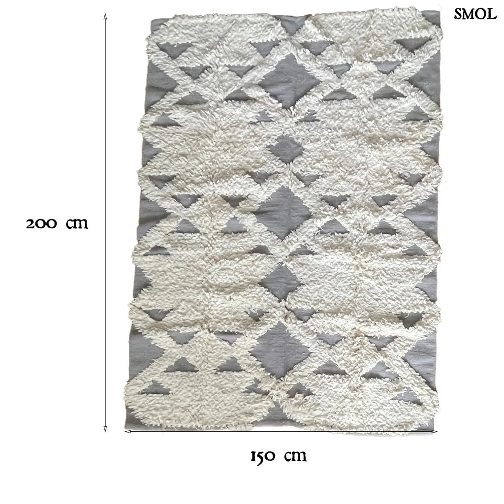 Gyapjúszőnyeg - kézzel szőtt, 150x200 | MATILDIS | SMOL - méretekkel
