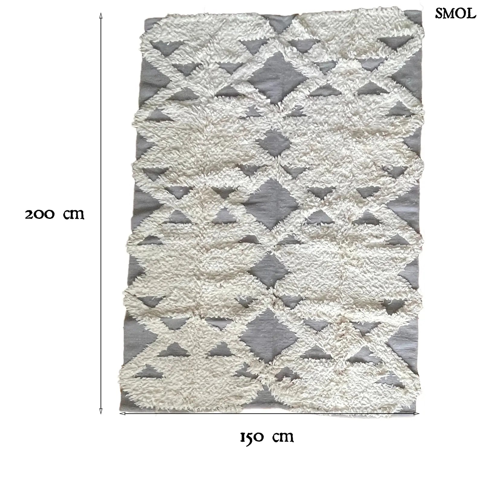 Gyapjúszőnyeg - kézzel szőtt, 150x200 | MATILDIS | SMOL - méretekkel