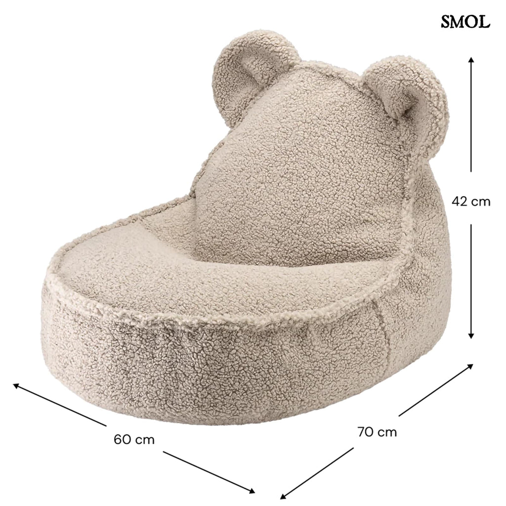 Gyerek Mackós Babzsákfotel és Puff Szett | BISCUIT | SMOL - babzsákfotel méretekkel
