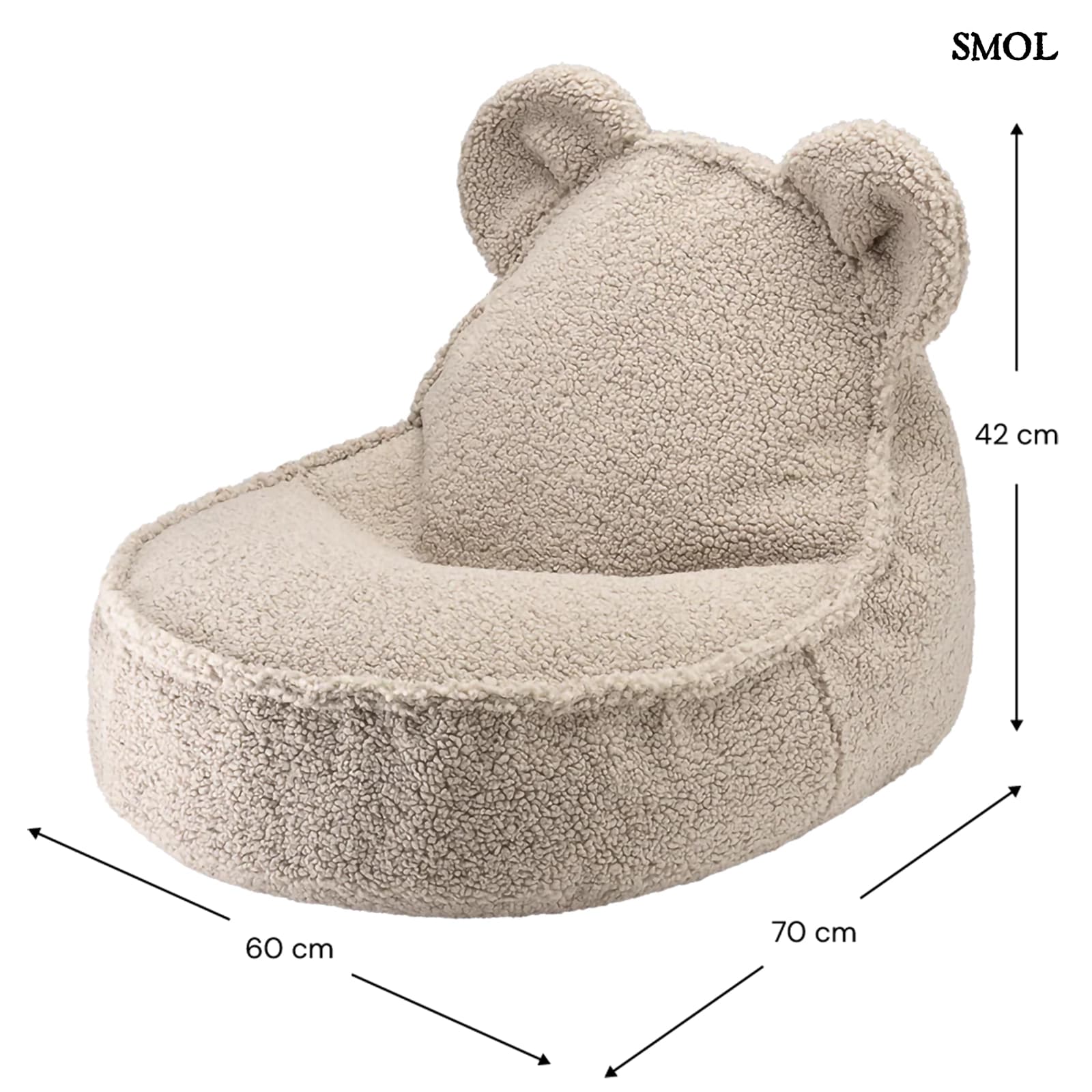 Gyerek Mackós Babzsákfotel és Puff Szett | BISCUIT | SMOL - babzsákfotel méretekkel