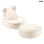 Gyerek Mackós Babzsákfotel és Puff Szett | CREAM WHITE | SMOL - fehér háttérrel