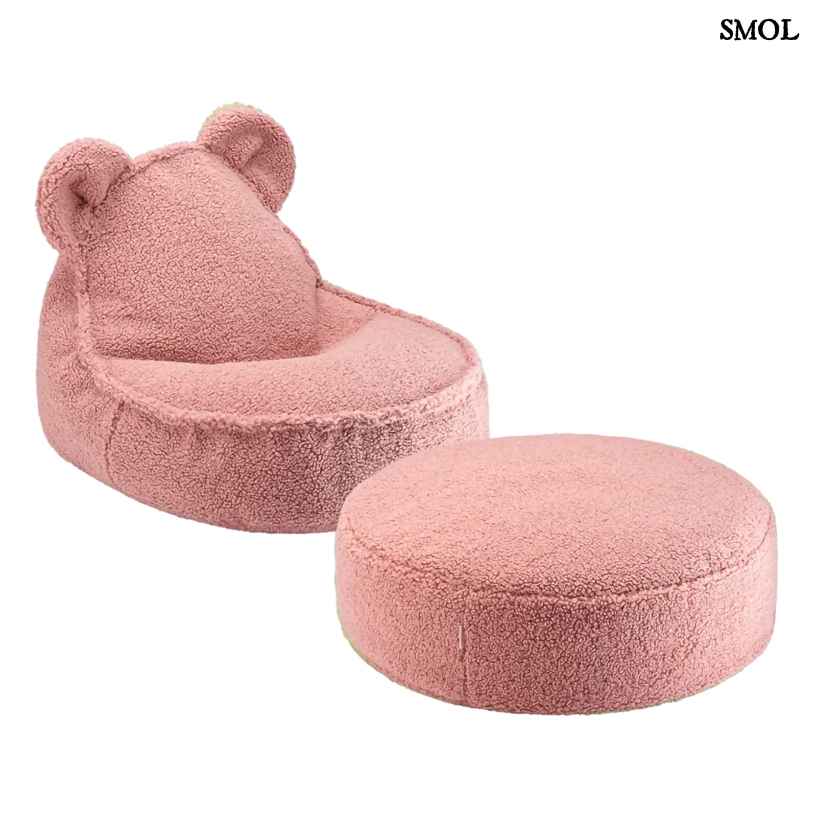Gyerek Mackós Babzsákfotel és Puff Szett | GUAVA | SMOL - fehér háttérrel