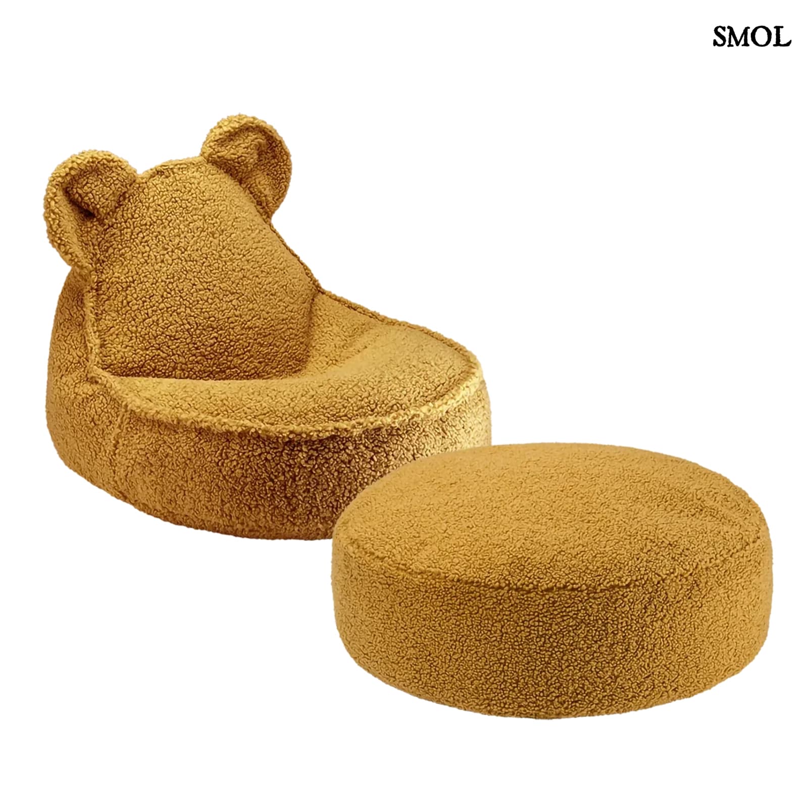 Gyerek Mackós Babzsákfotel és Puff Szett | MAPLE | SMOL - fehér háttérrel