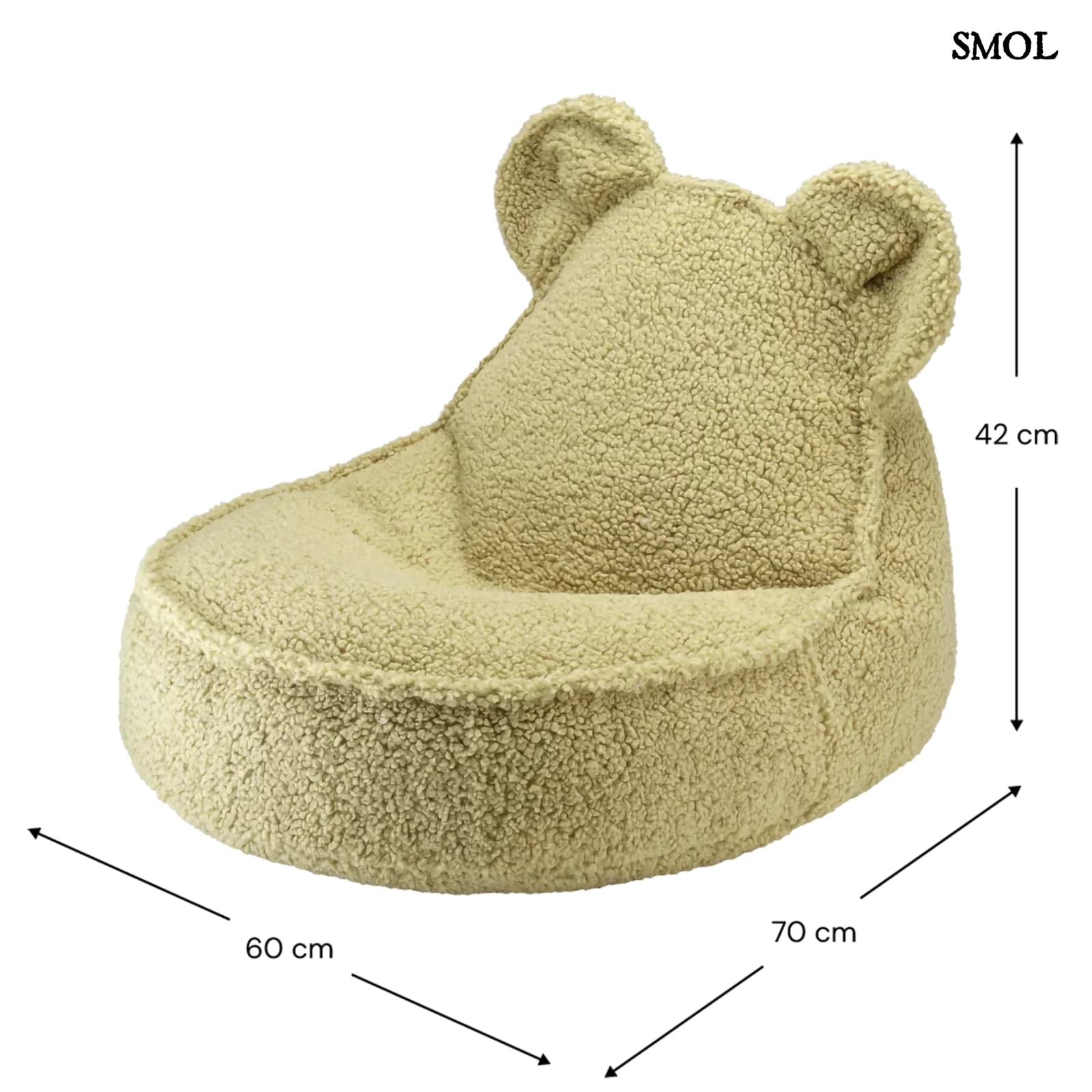 Gyerek Mackós Babzsákfotel és Puff Szett | MATCHA | SMOL - babzsákfotel méretekkel