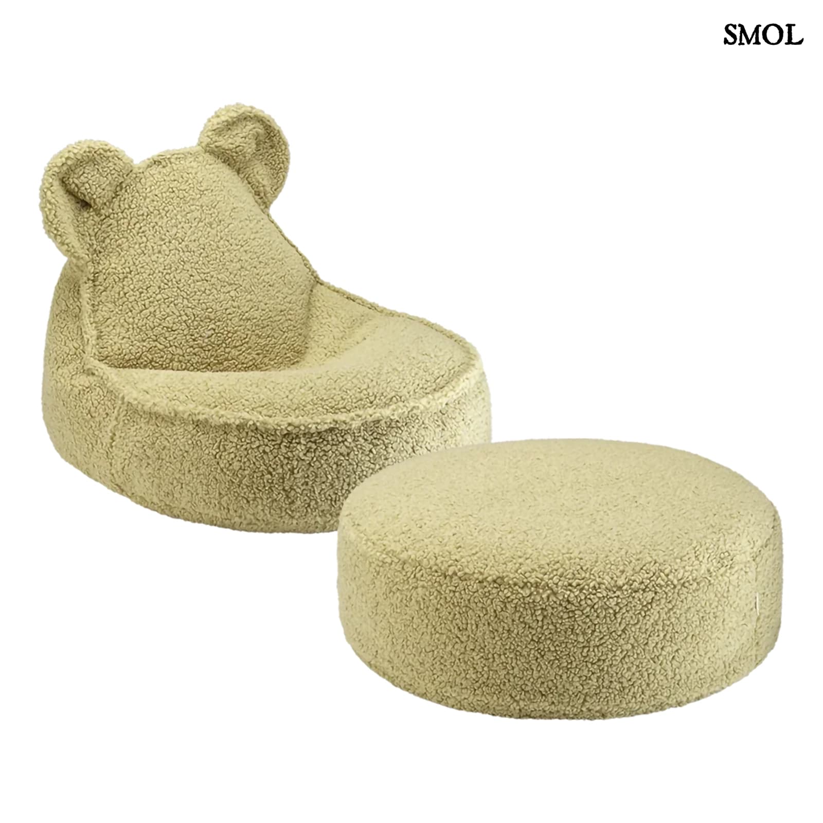 Gyerek Mackós Babzsákfotel és Puff Szett | MATCHA | SMOL - fehér háttérrel