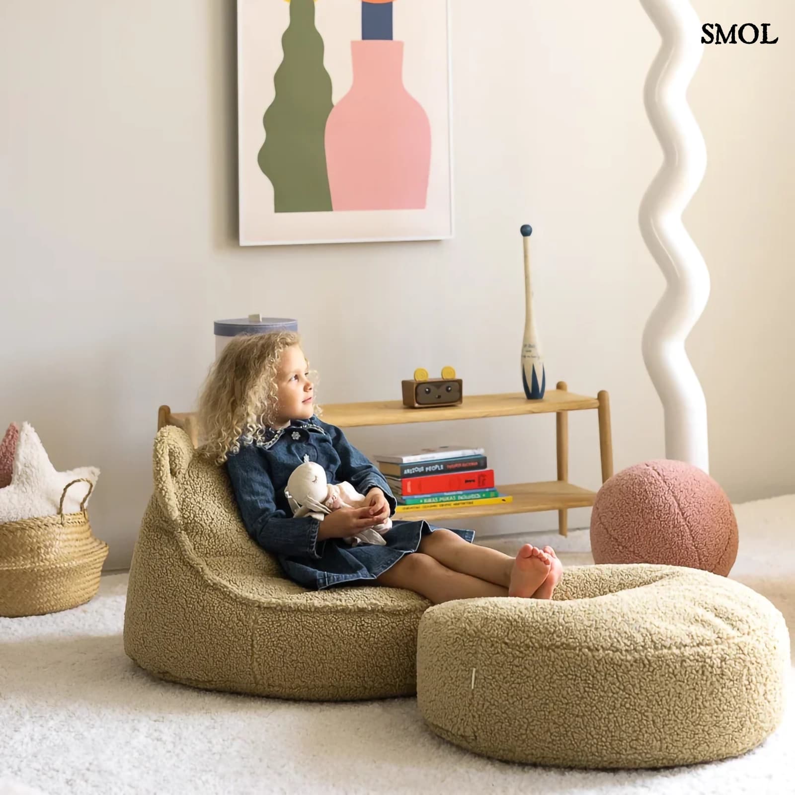 Gyerek Mackós Babzsákfotel és Puff Szett | MATCHA | SMOL - gyerekszobában, gyerekkel