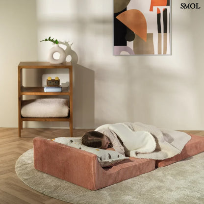 Gyerek ágyfotel, 3 részes | FLIPSTER PINK MOUSSE, ággyá alakítható gyerekfotel - smol.hu - ágyként, alvó gyerekkel