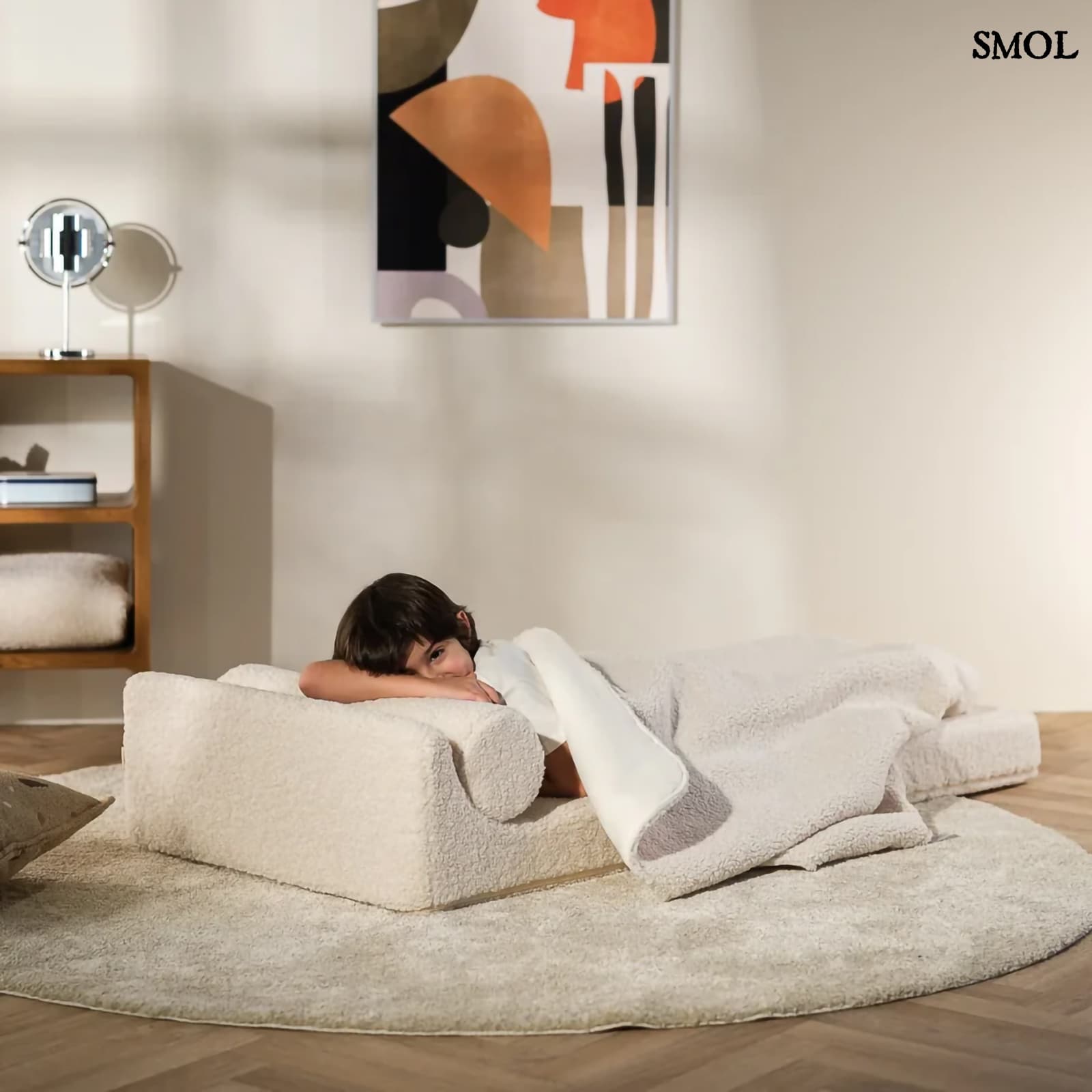 Gyerek ágyfotel | FLIPSTER WHITE, ággyá alakítható gyerekfotel - smol.hu - fekvő gyerekkel ágyként