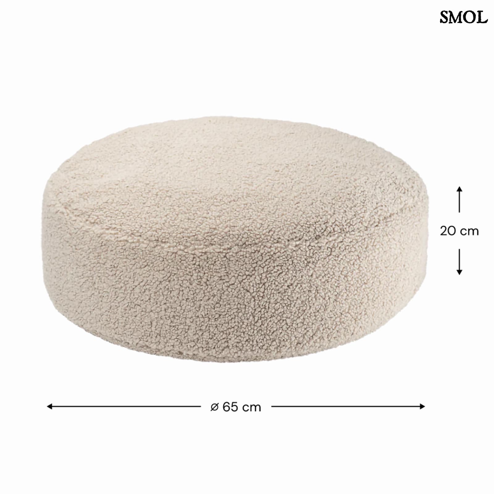 BISCUIT, kerek gyerek babzsák, ⌀65 cm - smol.hu - méretekkel