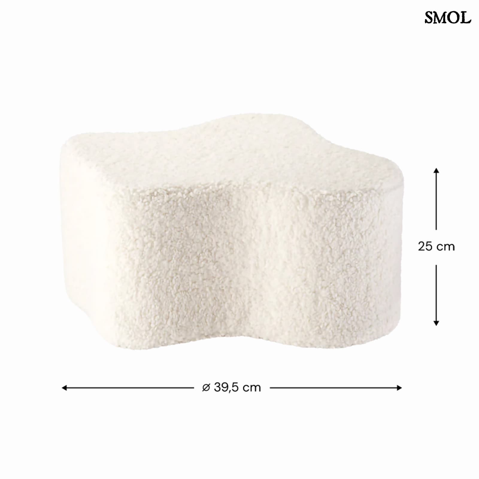 Gyerek felhő puff | CLOUD CREAM WHITE - SMOL - méretekkel