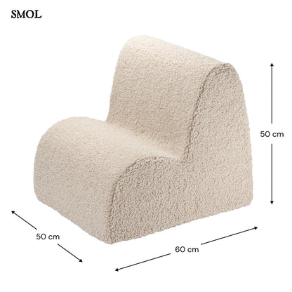 Gyerek felhőfotel| BISCUIT, felhő alakú, teddy anyagú gyerekfotel - SMOL - méretekkel