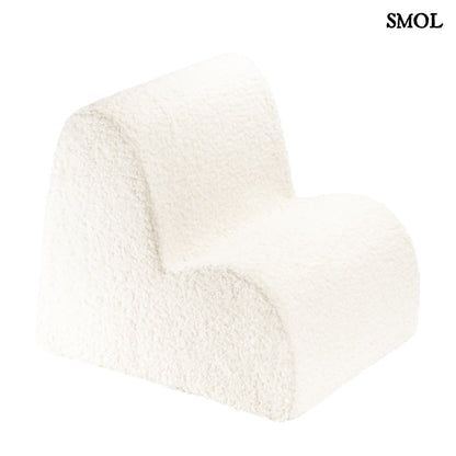 Gyerek felhőfotel | CREAM WHITE, felhő alakú, teddy anyagú gyerekfotel, SMOL - fehér háttérrel