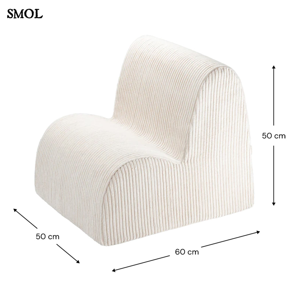 Gyerek felhőfotel | MARSHMALLOW, felhő alakú, kordbársony gyerekfotel - SMOL - méretekkel