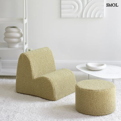 Gyerek felhőfotel | MATCHA - SMOL - puffal, fehér szobában