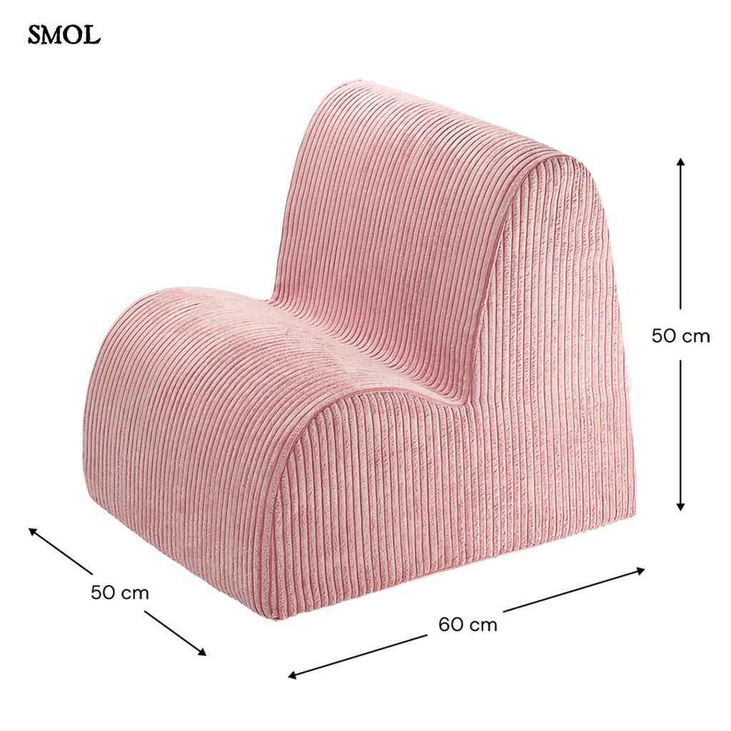Gyerek felhőfotel | PINK MOUSSE felhő alakú, teddy anyagú gyerekfotel - SMOL - méretekkel