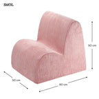 Gyerek felhőfotel | PINK MOUSSE felhő alakú, teddy anyagú gyerekfotel - SMOL - méretekkel