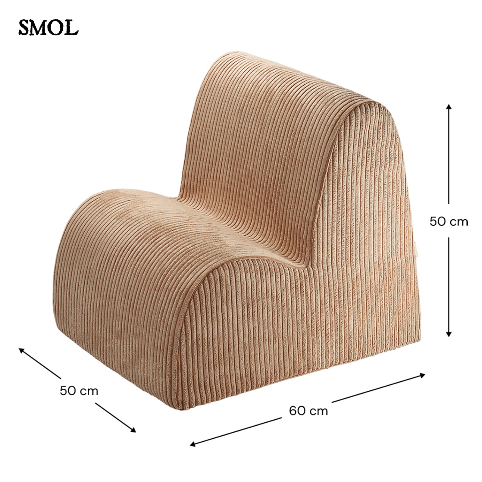 Gyerek felhőfotel | TOFFEE, felhő alakú, kordbársony gyerekfotel - SMOL - méretekkel