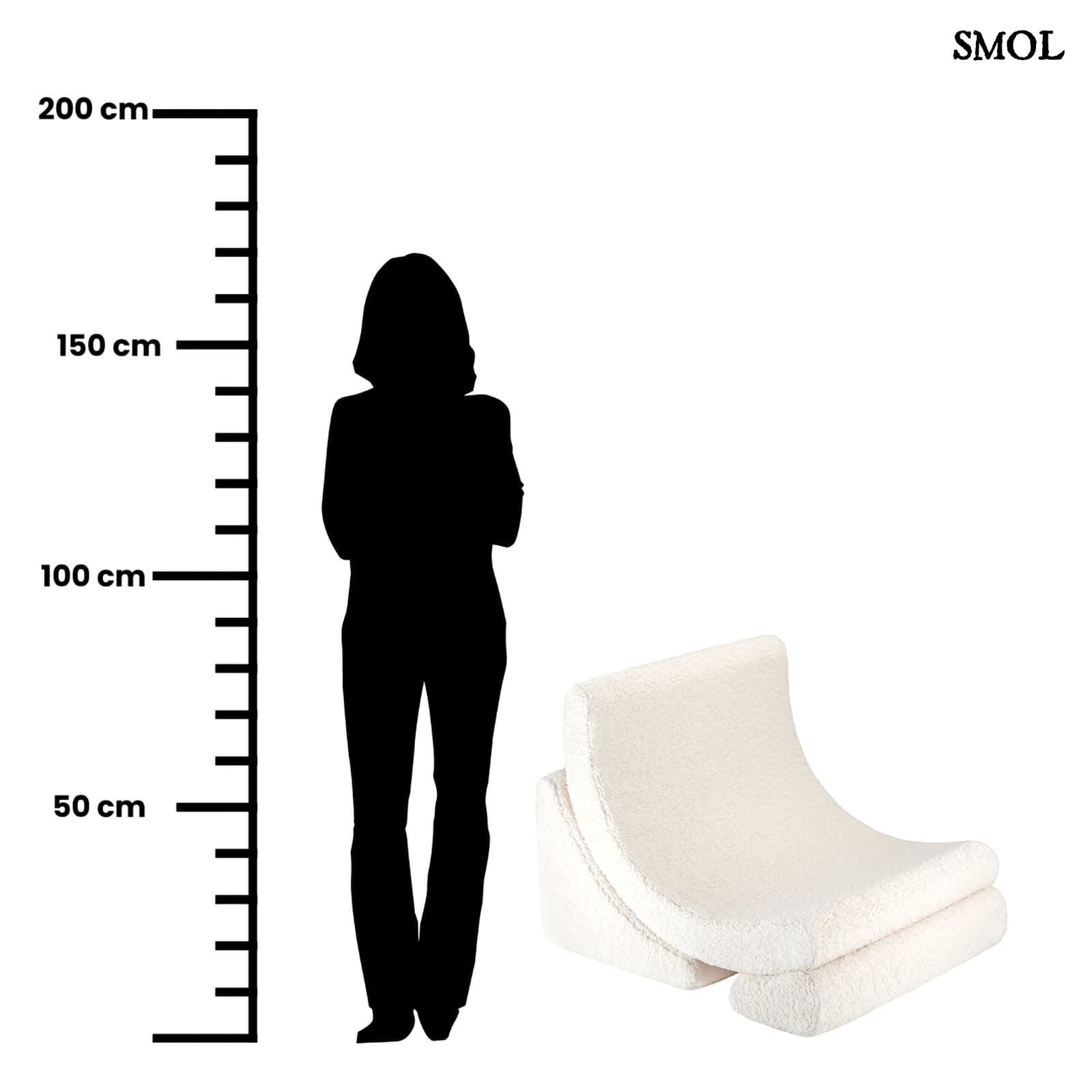 Gyerek holdfotel, 3 részes, moduláris | CREAM WHITE -SMOL - méretarányosan