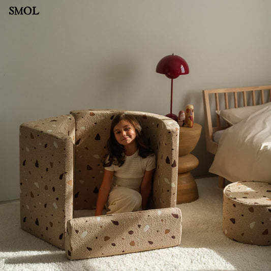 Gyerek holdfotel - 3 részes | TERRAZZO SAND, hold alakú, moduláris gyerekfotel - SMOL - elemeire szedve