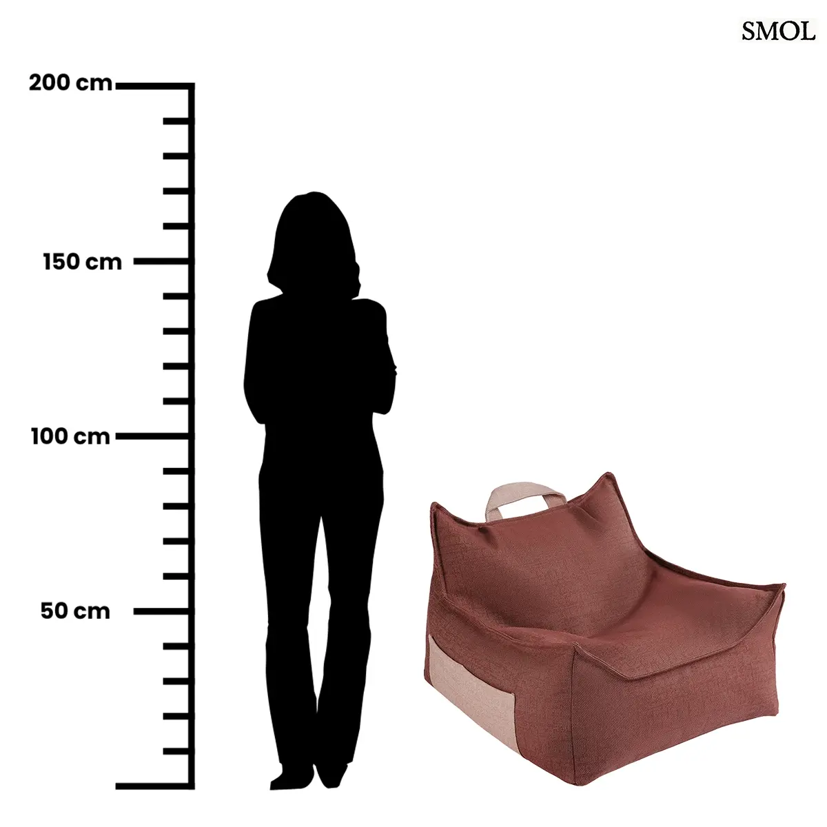 Gránátalma piros, ergonomikus gyerek kültéri babzsákfotel kontrasztos oldalzsebbel és hordozófüllel, méretarányosan