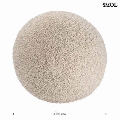 Gyerek labdapárna | BISCUIT, teddy anyagú, gyerekpárna,⌀ 35 cm -SMOL - méretekkel