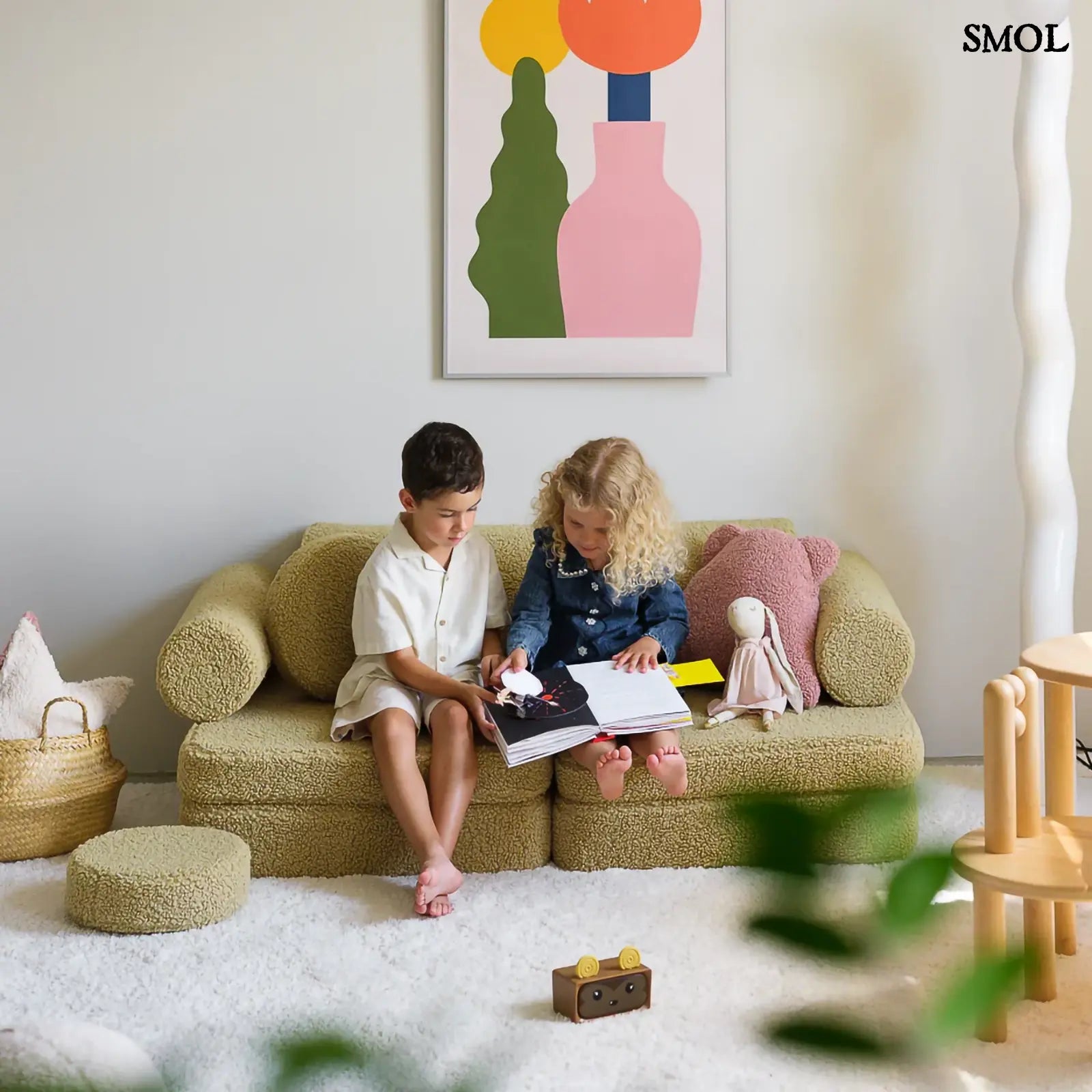 Gyerekkanapé 9 részes – teddy, matcha zöld | MATCHA - SMOL