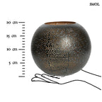 Gyertyatartó Pierced Ball, L méret, áttört réz, fekete-arany méretarányosan