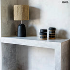 Gyertyatartó – fekete terrakotta, rattan, L | SERENE | SMOL - asztali lámpával