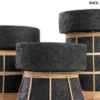 Gyertyatartó – fekete terrakotta, rattan, L | SERENE | SMOL - nagyítva