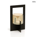 Candlestick with framed metal stand, black, L | HURRICANE