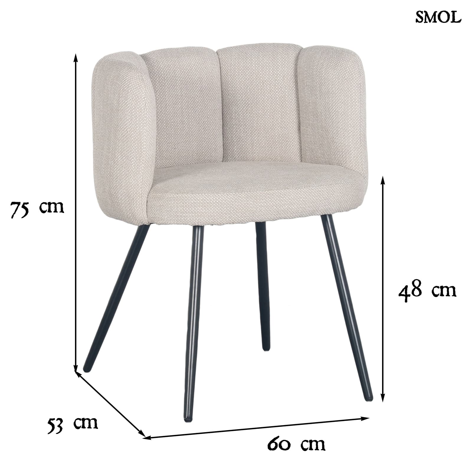HIGH FIVE BEIGE, 2 db kárpitozott étkezőszék - smol.hu - méretekkel