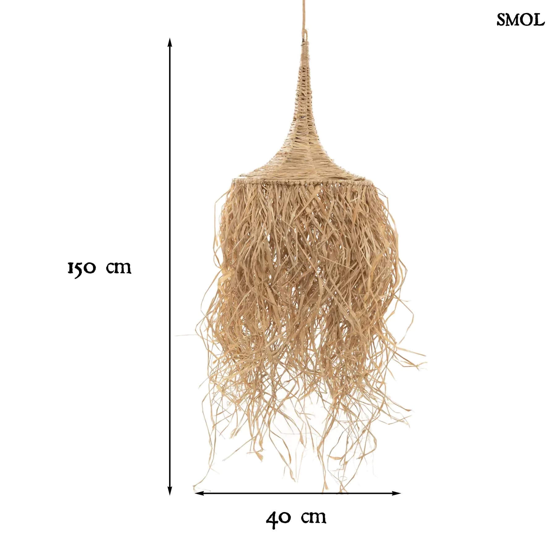 HONOLULU, természetes függőlámpaernyő, 150 cm - smol.hu - méretekkel