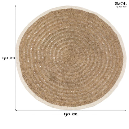 smol.hu-HOSEA, kerek szőnyeg fehér szegéllyel, ⌀ 150 cm méretekkel