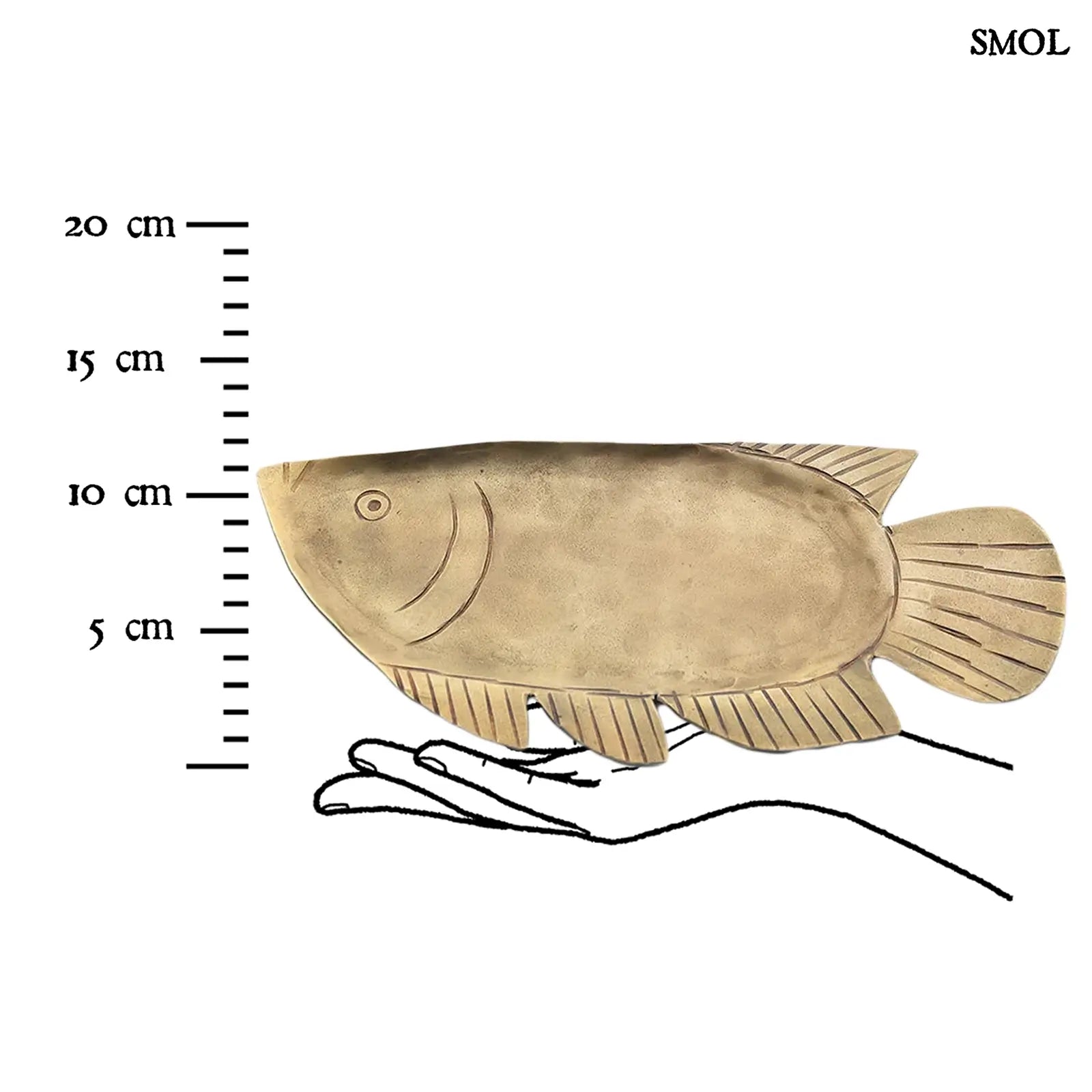 Hal formájú dísztál, sárgaréz, L | CATCH | SMOL - méretarányosan