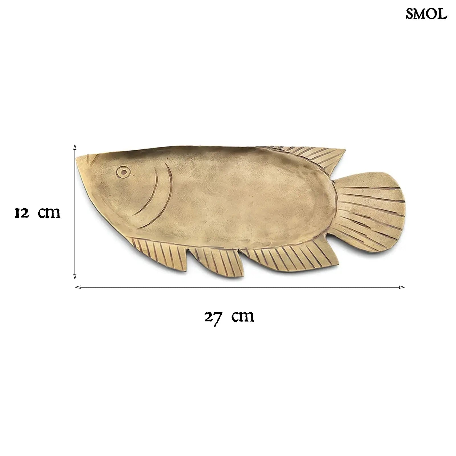 Hal formájú dísztál, sárgaréz, L | CATCH | SMOL - méretekkel