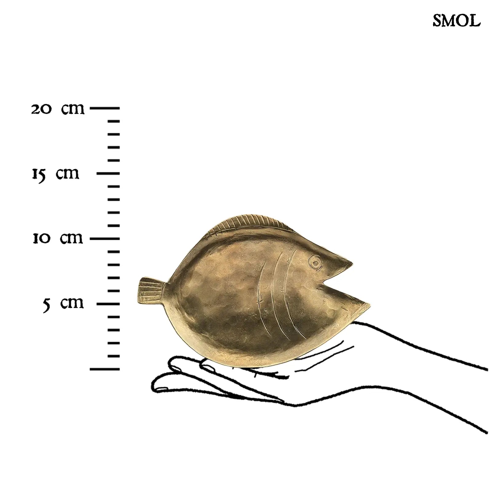 Hal formájú dísztál, sárgaréz, L | DORI | SMOL - méretarányosan