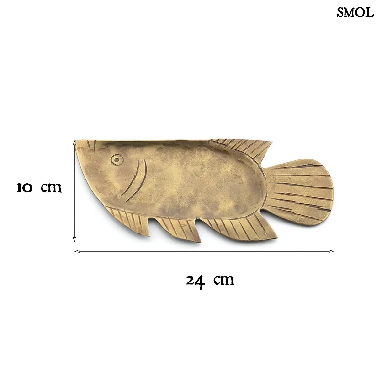 Hal formájú dísztál, sárgaréz, M | CATCH | SMOL - méretekkel