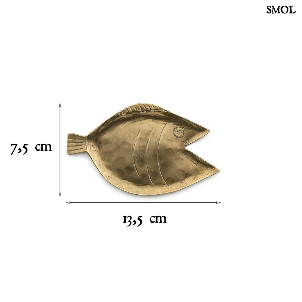 Hal formájú dísztál, sárgaréz, S | DORI | SMOL - méretekkel