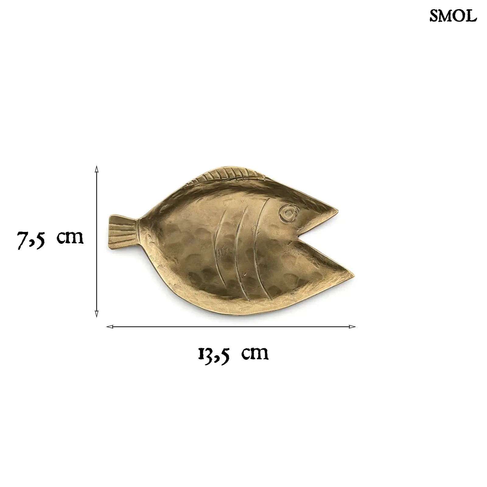 Hal formájú dísztál, sárgaréz, S | DORI | SMOL - méretekkel