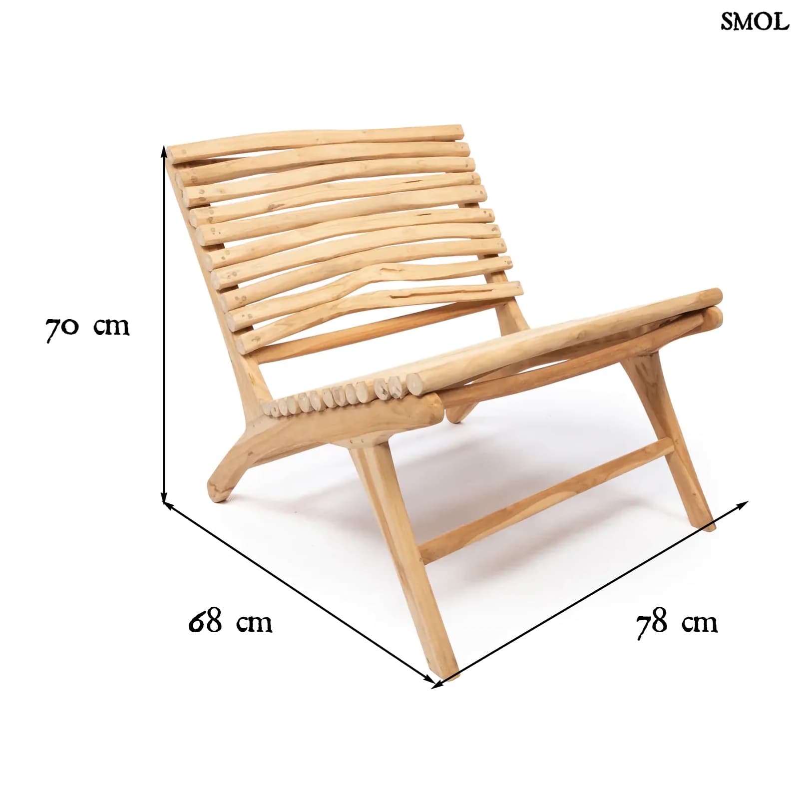ISLANDER, teakfa bel- és kültéri pihenőszék - smol.hu - méretekkel