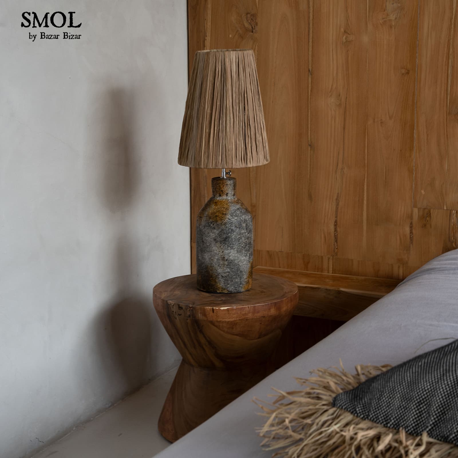 smol.hu-ITHAKA, antik szürke asztali lámpa, 60 cm hálószobában, éjjeliszekrényen