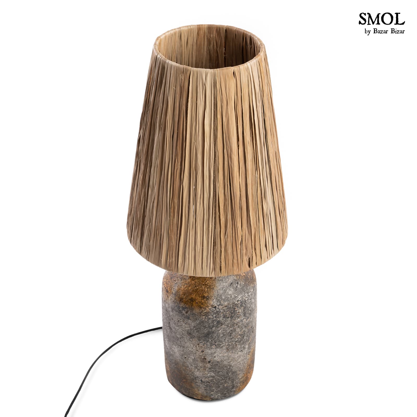 smol.hu-ITHAKA, antik szürke asztali lámpa, 60 cm fölülről, ferdén
