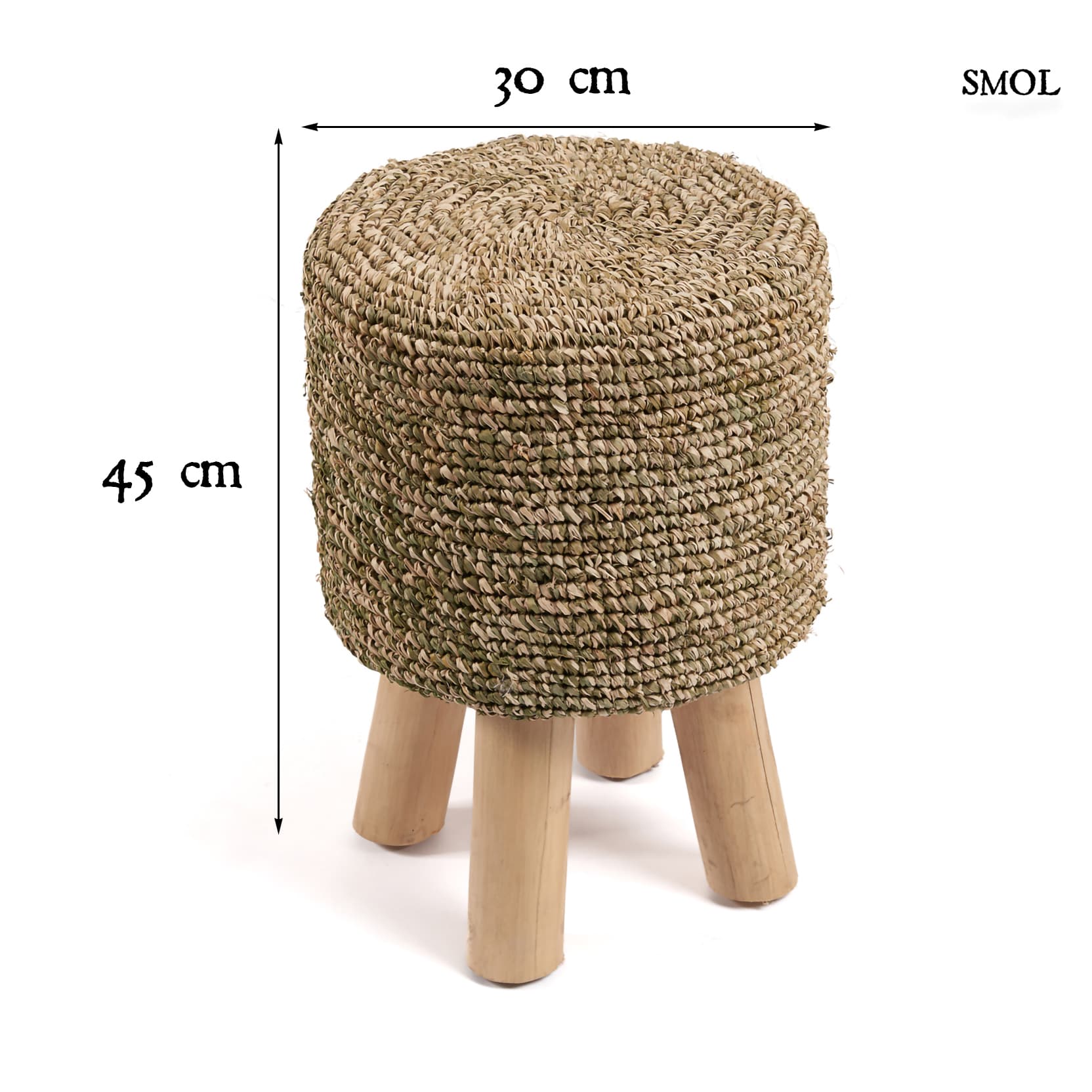 JUNGLE, fa ülőke raffiával, 45 cm - smol.hu