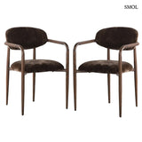 Japandi dining chair – armchair, umber, wood-effect frame, set of 2 | SAKE