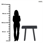 Japandi stílusú fekete teakfa konzolasztal tömör fából, minimalista kialakítással, méretarányosan