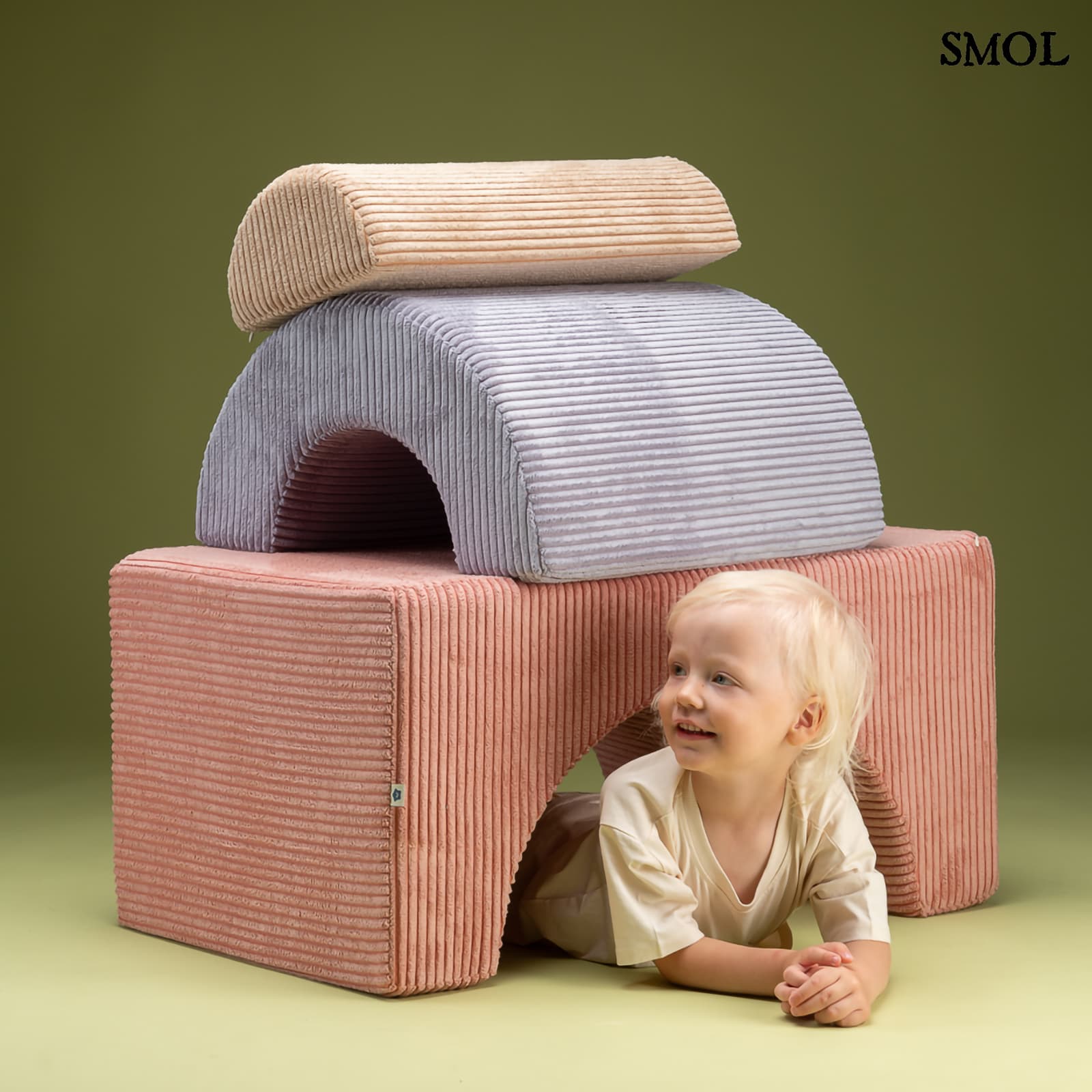 Játékszett - moduláris, 3 részes  | PINK MOUSSE | SMOL - alagútként, gyerekkel