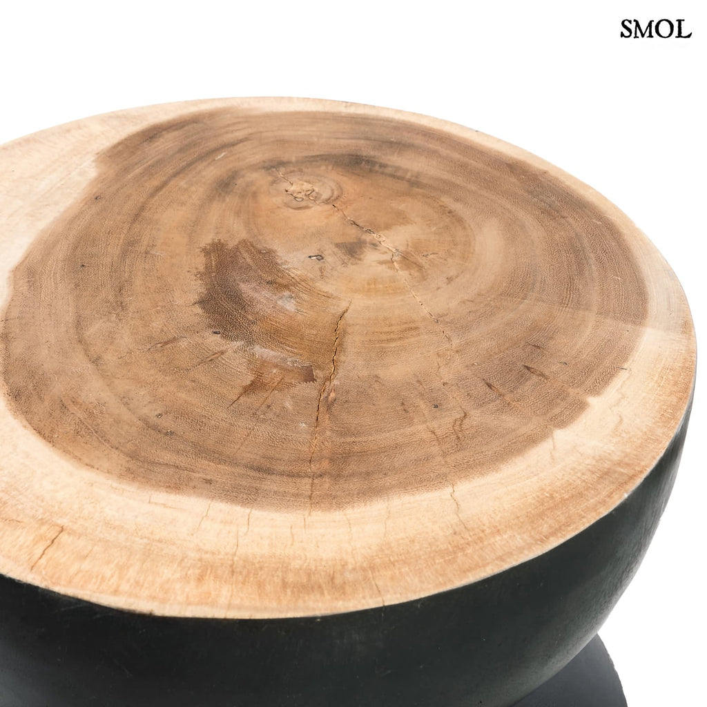 KULUN, fekete, fa kisasztal, 50 cm - smol.hu - felülről nagyítva