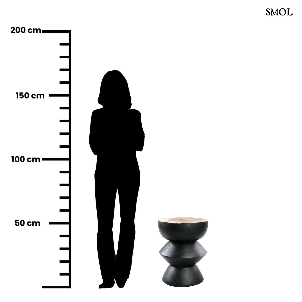 KULUN, fekete, fa kisasztal, 50 cm - smol.hu - méretarányosan