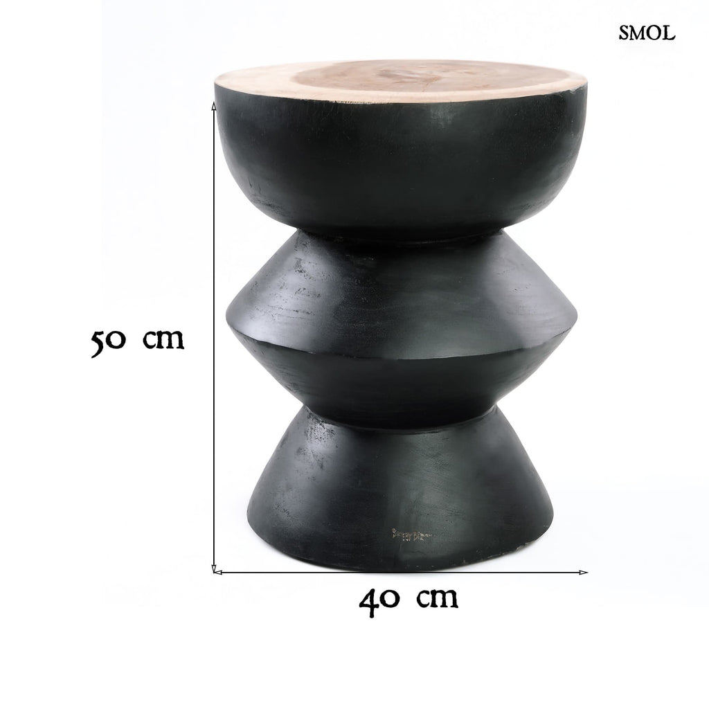 KULUN, fekete, fa kisasztal, 50 cm - smol.hu - méretekkel